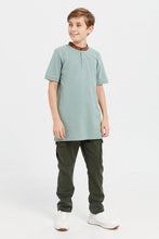 Load image into Gallery viewer, قميص بولو بياقة مندرين النعناع للأولاد الكبار