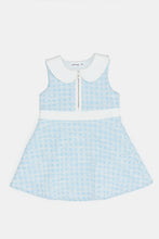 Load image into Gallery viewer, فستان بياقة بيتر بان باللون الأزرق للبنات الرضع