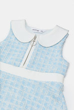Load image into Gallery viewer, فستان بياقة بيتر بان باللون الأزرق للبنات الرضع