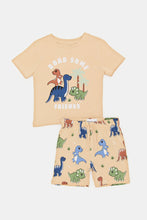 Load image into Gallery viewer, طقم بيجامة مطبوع باللون البيج للأولاد الرضّع (قطعتين)