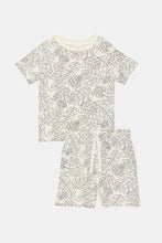 Load image into Gallery viewer, طقم بيجامة مطبوعة باللون الكريمي للرضع (قطعتين)