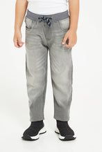 Load image into Gallery viewer, بنطال جينز رمادي سحاب شريط