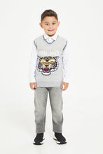 Load image into Gallery viewer, بنطال جينز رمادي سحاب شريط