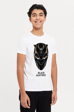 Load image into Gallery viewer, تي شيرت للأولاد الكبار باللون الأبيض والأسود النمر