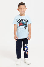 Load image into Gallery viewer, تي شيرت للأولاد بطبعة باللون الأزرق