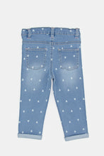 Load image into Gallery viewer, جينز مطبوع باللون الأزرق للبنات الرضّع