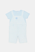 Load image into Gallery viewer, دنغري حديثي الولادة باللونين الأبيض والأزرق مع جيب