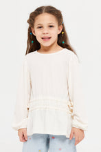 Load image into Gallery viewer, بلوزة برباط مطاطي باللون البيج للفتيات