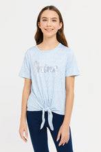 Load image into Gallery viewer, تيشيرت مطبوع باللون الأزرق للبنات الكبار