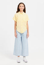 Load image into Gallery viewer, بلوزة ربطة عنق أمامية صفراء للفتيات الكبيرات