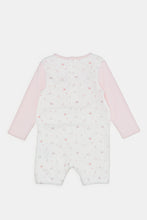 Load image into Gallery viewer, طقم تي شيرت ودنغري مطبوع باللون الوردي الفاتح