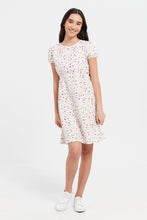 Load image into Gallery viewer, فستان أبيض بطبعة زهور للفتيات الكبيرات