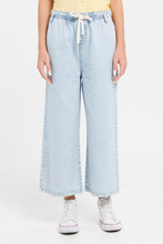 Load image into Gallery viewer, بنطال كولوت واسع الساق باللون الأزرق للفتيات الكبيرات