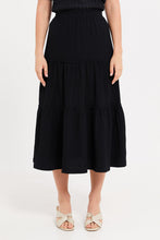 Load image into Gallery viewer, تنورة نسائية سوداء متدرجة على شكل حرف A