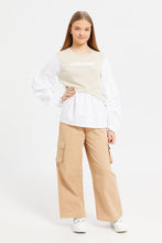 Load image into Gallery viewer, بنطلون بيج كارغو جيب للفتيات الكبيرات