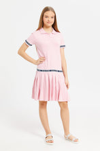 Load image into Gallery viewer, فستان بولو بيكيه مطبوع باللون الوردي للفتيات الكبيرات