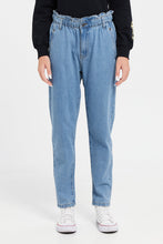 Load image into Gallery viewer, جينز بناتي كبير الحجم باللون الأزرق الفضفاض