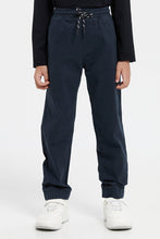 Load image into Gallery viewer, بنطلون رياضي بخصر مطاطي باللون الكحلي