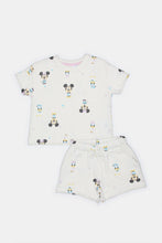 Load image into Gallery viewer, طقم كاجوال مطبوع باللون العاجي للبنات الرضّع (قطعتين)