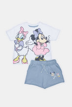 Load image into Gallery viewer, مجموعة ديزي وميكي باللون الأزرق للفتيات الصغيرات (قطعتان)