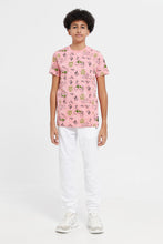 Load image into Gallery viewer, تي شيرت مطبوع باللون الوردي للأولاد الكبار