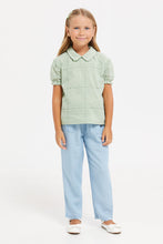 Load image into Gallery viewer, بنطلون بفيونكة باللون الأزرق للبنات الصغار