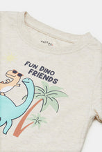 Load image into Gallery viewer, تيشيرت بطبعة ديناصور باللون البيج للأولاد الرضع