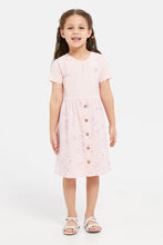 Load image into Gallery viewer, فستان مطبوع باللون الوردي للبنات الصغار
