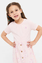 Load image into Gallery viewer, فستان مطبوع باللون الوردي للبنات الصغار