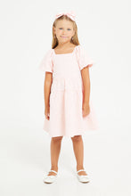 Load image into Gallery viewer, فستان جاكار باللون الوردي للبنات الصغار