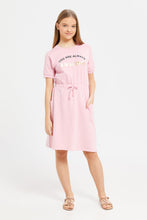 Load image into Gallery viewer, فستان محبوك وردي للفتيات الكبيرات مع جيوب