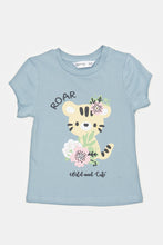 Load image into Gallery viewer, تي شيرت مطبوع باللون الأزرق للفتيات الرضع