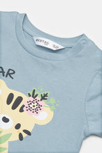 Load image into Gallery viewer, تي شيرت مطبوع باللون الأزرق للفتيات الرضع