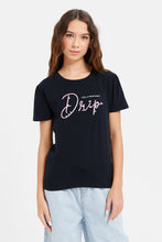 Load image into Gallery viewer, تيشيرت مطرز باللون الأسود للبنات الكبار