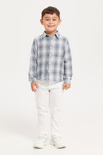 Load image into Gallery viewer, قميص للأولاد من القماش المزدوج باللون الأزرق