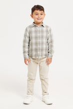 Load image into Gallery viewer, قميص مربعات من القماش المزدوج للأولاد باللون الزيتوني