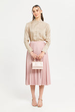 Load image into Gallery viewer, تونيك جاكارد ستان بياقة ماندرين باللون البيج للنساء