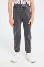 Load image into Gallery viewer, بنطلون جينز رمادي بخصر مطاطي للأولاد