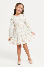 Load image into Gallery viewer, فستان بوبلين متدرج بطبعات نعناع للفتيات