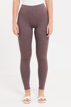 Load image into Gallery viewer, طقم ليغينغز سادة باللون البني والبيج للنساء (قطعتين)