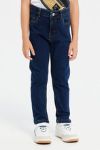 Load image into Gallery viewer, بنطلون جينز أزرق داكن بخمسة جيوب للأولاد