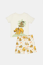 Load image into Gallery viewer, طقم بيجامة مطبوعة سيمبا كريمي للأولاد الرضع (قطعتين)