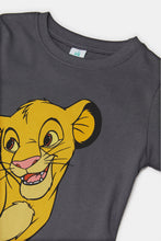 Load image into Gallery viewer, طقم بيجامة بطبعة سيمبا باللونين الرمادي والأبيض للرضع (قطعتان)