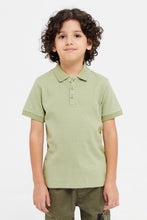 Load image into Gallery viewer, قميص بولو جاكار أخضر للأولاد