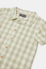 Load image into Gallery viewer, طقم كاروهات باللون الأخضر للأولاد الرضع (قطعتين)