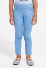 Load image into Gallery viewer, جيغينغز سادة باللون الأزرق للبنات الصغار