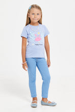 Load image into Gallery viewer, جيغينغز سادة باللون الأزرق للبنات الصغار