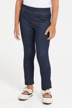 Load image into Gallery viewer, جيغينغز سادة باللون الكحلي للبنات الصغار