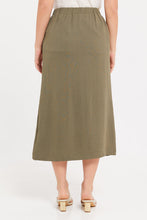 Load image into Gallery viewer, تنورة بأزرار باللون الزيتي للنساء