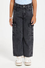 Load image into Gallery viewer, جينز كارجوا باللون الأسود للبنات